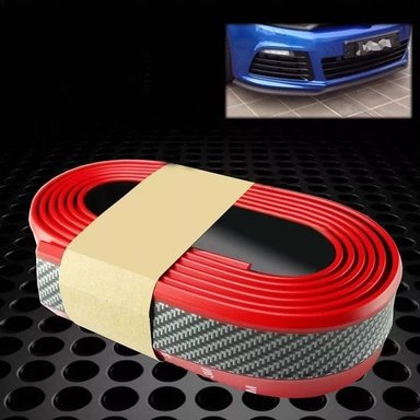 CINTA ZAMIT TUNING LIP DELANTERO SAMURAI ' NEGRO FIBRA CARBONO FILO ROJO ' 2.5METROS