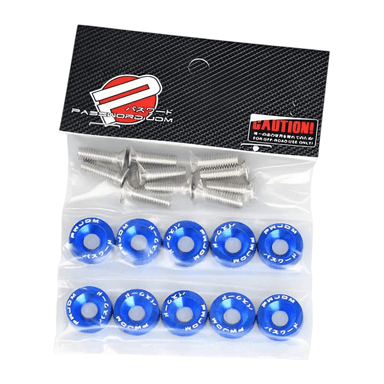 ARANDELAS Y PERNOS DECORATIVOS PARA AUTO M6 X 10 UNIDADES - AZUL