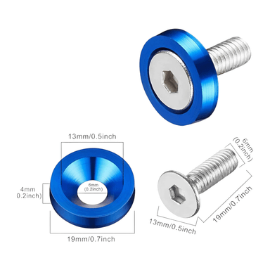ARANDELAS Y PERNOS DECORATIVOS PARA AUTO M6 X 10 UNIDADES - AZUL - 3
