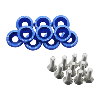 ARANDELAS Y PERNOS DECORATIVOS PARA AUTO M6 X 10 UNIDADES - AZUL - 6