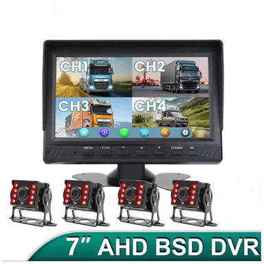 KIT DE RETROCESO PARA CAMION 12V A 24V - 4 CAMARAS - DVR - AHD