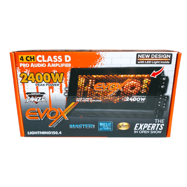 AMPLIFICADOR EVOX 2400WATTS - 4 CANALES - CLASE D - LIGHTNING150.4 - 2