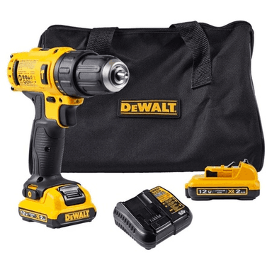 COMBO DEWALT TALADRO PERCUTOR 12V CON LUZ LED + CARGADOR + 2 BATERÍAS 2.0 AH DCD716D2-B2