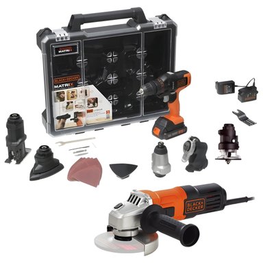 TALADRO 3/8'' 20V MATRIX + AMOLADORA G650 BLACK+DECKER