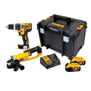 TALADRO PERCUTOR 20V+AMOLADORA 20V +CAJA DEWALT DCK209P2T-B2