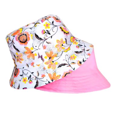 BUCKET HAT REVERSIBLE ROSADO - DISEÑO FLORES PRIMAVERALES