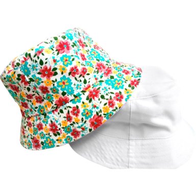 BUCKET HAT TODO GORROS PERU REVERSIBLE BLANCO DISEÑO FLORES