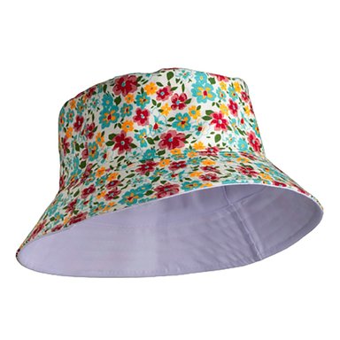BUCKET HAT TODO GORROS PERU REVERSIBLE BLANCO DISEÑO FLORES - 2