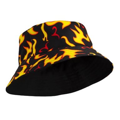BUCKET HAT TODO GORROS PERU REVERSIBLE NEGRO DISEÑO FLAMAS DE FUEGO - 2
