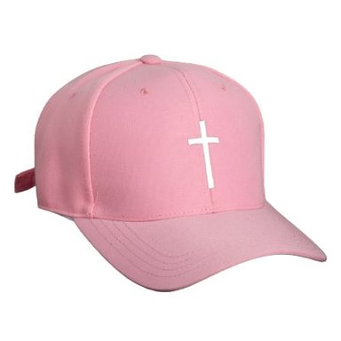 GORRO TODO GORROS PERU ROSADO CRUZ CON BORDADO BLANCO