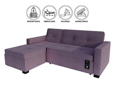 SOFÁ CAMA BARAKA HOME DEBAR 3 CUERPOS MULTIFUNCIONAL IZQUIERDO - 1