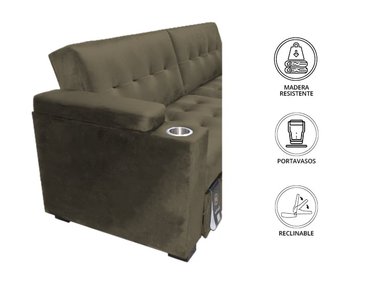 SOFA CAMA BARAKA HOME MADISON 2 CUERPOS CON PORTAVASO Y ALMACENAMIENTO KING - 4
