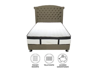 DORMITORIO BARAKA HOME COM0046 QUEEN PLATINIUM + ALMOHADA + COBERTOR