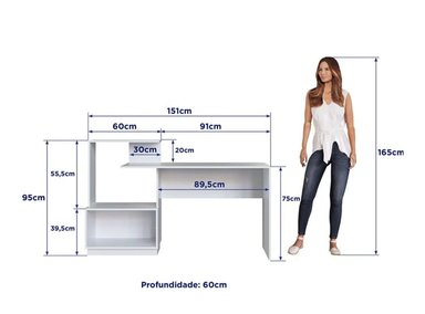 ESCRITORIO CON ESTANTE BARAKA HOME SM0001060_200003 160 CM BLANCO NANU - 3