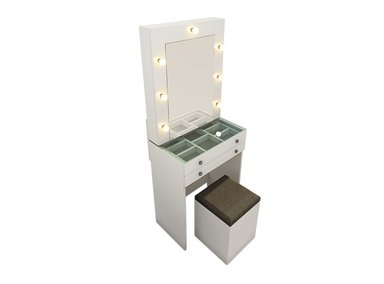 TOCADOR BARAKA HOME JOYERO CON ESPEJO SANDUR + PUFF BLANCO - 2