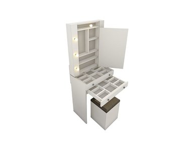 TOCADOR BARAKA HOME JOYERO CON ESPEJO SANDUR + PUFF BLANCO - 3