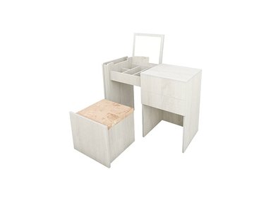 TOCADOR BARAKA HOME TOCADO ORGANIZADO CON ESPEJO NES + PUFF POLAR BLANCO HUMO