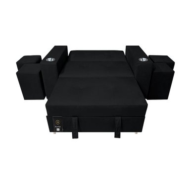 SOFÁ CAMA BARAKA HOME NEGRO MADISON 1 PLZ CON PORTAVASO + PUFF - 4