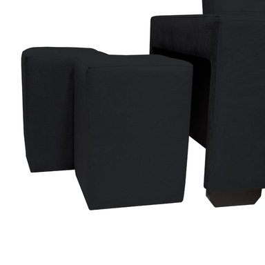 SOFÁ CAMA BARAKA HOME NEGRO MADISON 2 PLZ CON PORTAVASO + PUFF - 5