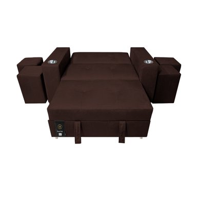 SOFÁ CAMA BARAKA HOME CHOCOLATE MADISON 2 PLZ CON PORTAVASO + PUFF - 4