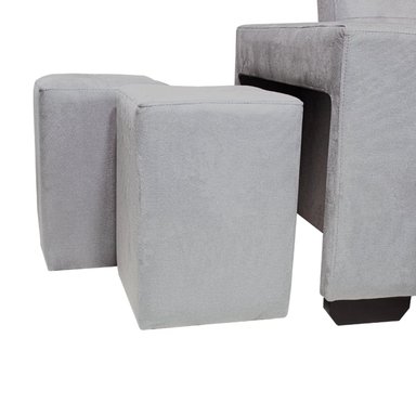SOFÁ CAMA BARAKA HOME GRIS CLARO MADISON 2 PLZ CON PORTAVASO + PUFF - 5
