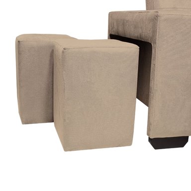 SOFÁ CAMA BARAKA HOME BEIGE CLARO MADISON 2 PLZ CON PORTAVASO + PUFF - 5