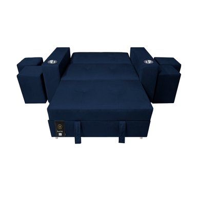 SOFÁ CAMA BARAKA HOME AZUL MARINO MADISON 2 PLZ CON PORTAVASO + PUFF - 4