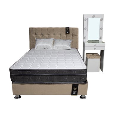 DORMITORIO BARAKA HOME COQUETTE 2 PLAZAS + CABECERA + TOCADOR + PUFF