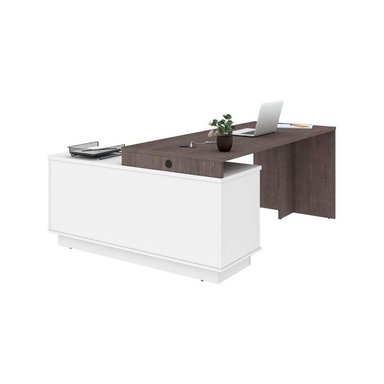 ESCRITORIO BARAKA HOME CON CAJONES UROA - BLANCO Y WENGUE - 2