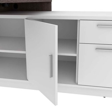 ESCRITORIO BARAKA HOME CON CAJONES UROA - BLANCO Y WENGUE - 3