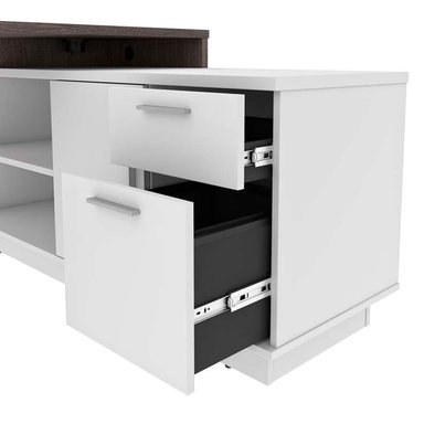 ESCRITORIO BARAKA HOME CON CAJONES UROA - BLANCO Y WENGUE - 4