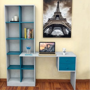 ESCRITORIO BARAKA HOME CON CAJÓN Y ESTANTE LATERAL ANIBARE - BLANCO