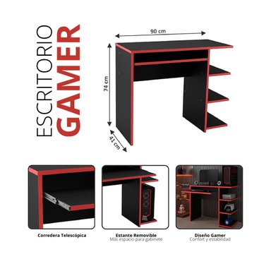 ESCRITORIO GAMER BARAKA HOME NIBOK - NEGRO - 5