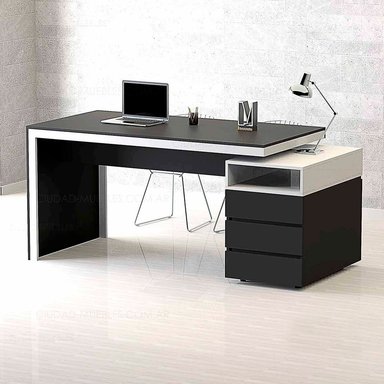 ESCRITORIO BARAKA HOME CON CAJONES NAPARI - NEGRO Y BLANCO