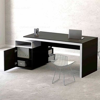 ESCRITORIO BARAKA HOME CON CAJONES NAPARI - NEGRO Y BLANCO - 3