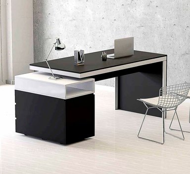 ESCRITORIO BARAKA HOME CON CAJONES NAPARI - NEGRO Y BLANCO - 4