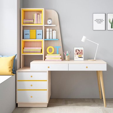 ESCRITORIO BARAKA HOME CON CAJONES Y REPISA TABURAO - BLANCO