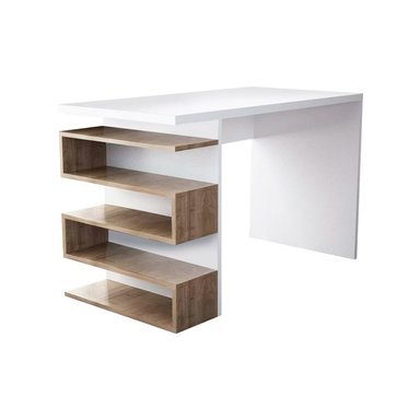 ESCRITORIO BARAKA HOME CON REPISA LATERAL ANTAI - BLANCO Y MACCHIATO