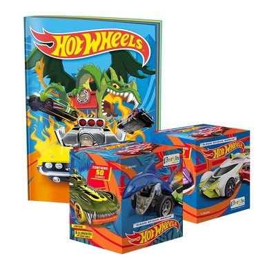 ÁLBUM EDITORIAL BERLIN HOT WHEELS, 1 TAPA BLANDA + 2 CAJITAS (100 SOBRES)