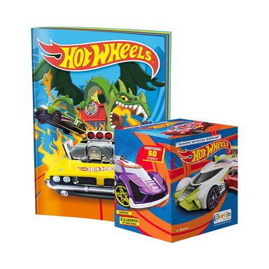 EDITORIAL BERLIN HOT WHEELS, 1 ÁLBUM TAPA BLANDA + 1 CAJITA (50 SOBRES)