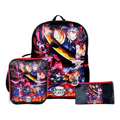 SET SCOOL KOMBAT MOCHILA + LONCHERA + CARTUCHERA OFICIO TELA DEMON SLAYER - 1