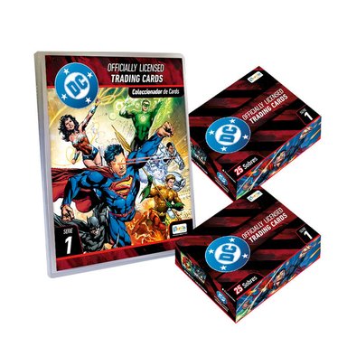 CARDS DC SERIE 1, BINDER COLECCIONADOR + 2 PAQUETONES (50 SOBRES)