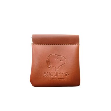 SNOOPY MONEDERO CUADRADO COMPACTO - MARRÓN CAMEL
