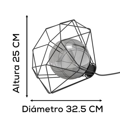 LÁMPARA MESA EGLO NEGRO VERNHAM E27 1X40W H250 Ø325 - 2