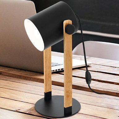 LÁMPARA MESA EGLO NEGRO MATE HORNWOOD E27 1X28W L210 A180 H420 - 3