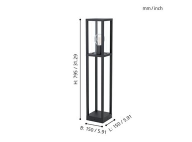 LAMPARA EGLO NEGRO DE PIE CASCINETTA 1X40W - 2
