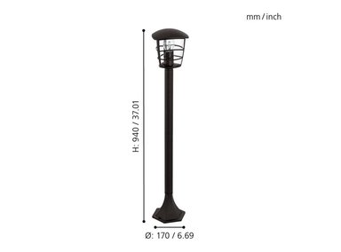 LAMPARA EGLO NEGRO DE PIE EXTERIOR POSTE ALORIA 3X60W - 2