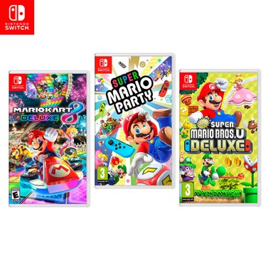 JUEGO NINTENDO SWITCH MARIO KART 8 DELUXE + SUPER MARIO PARTY + NEW SUPER MARIO BROS U DELUXE - 1