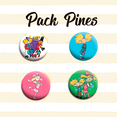 PACK DE PINES X4 UNIDADES HEY ARNOLD