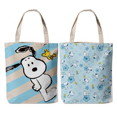 BOLSO DE DRILL SNOOPY - CELESTE